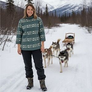 Vintage Robert Kitchen sweater indigenous Inuit bear print